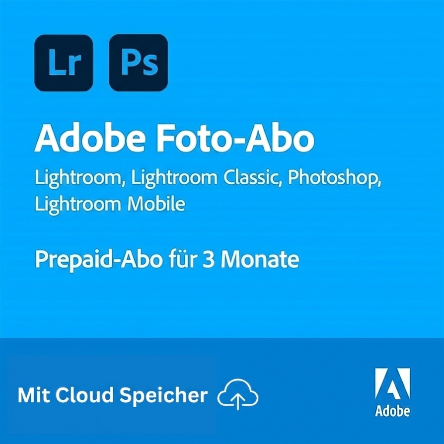 Adobe Creative Cloud Foto-Abo | 3 Monate | 1 TB Cloud-Speicher | PC/MAC