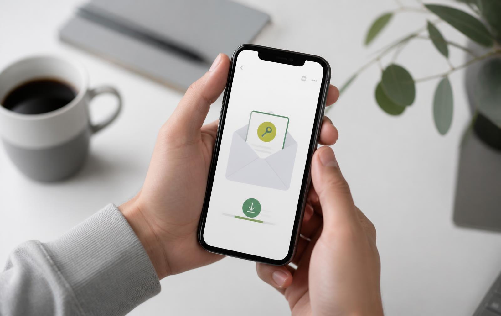 Digitale Lieferung der Lizenzinformationen per E-Mail auf dem Smartphone